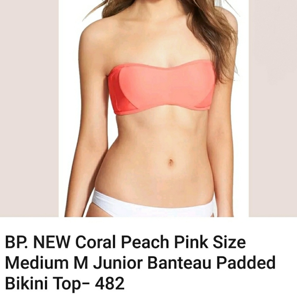 NWT B.P. BANDEAU Pink Peach bikini swim top - Picture 2 of 3